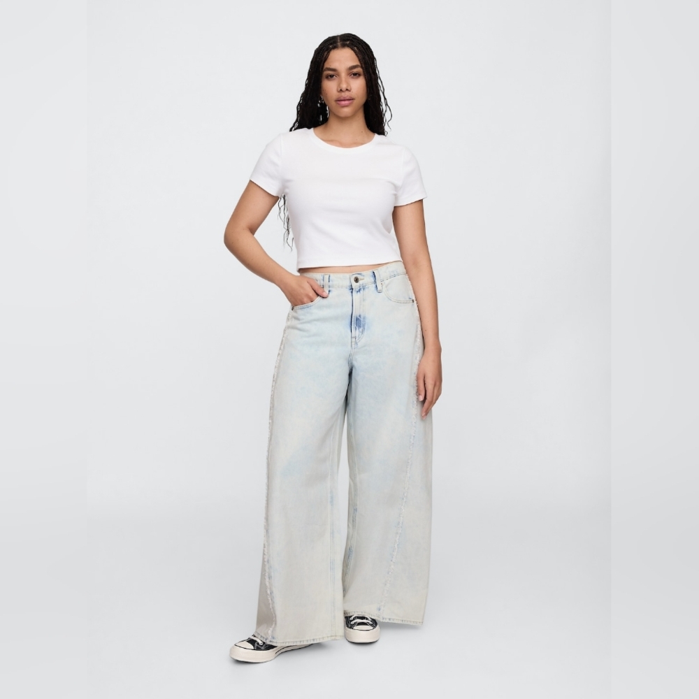 NWT Gap Mid Rise SuperSoft Baggy Jeans Light Wash - Picture 6 of 7